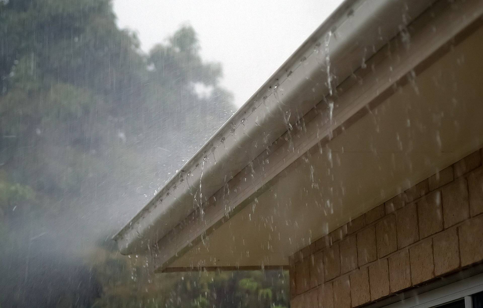 rain falling down the roof